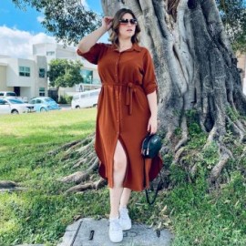 Vestido largo Tallas Extras, 1765 (Tabaco)