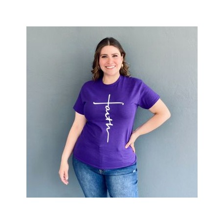 Playera Roman Fashion /Tallas Extras, 9001-13 FAITH (Morado)