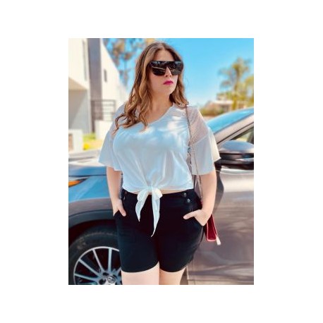 Blusa de chifon con moño BL-YIM-1813- BLANCO