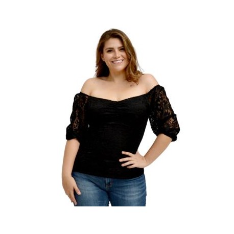 Blusa escotada de encaje fino BL 1728
