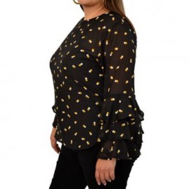 Blusa de chiffon manga larga con olanes  BL-ST- 7013