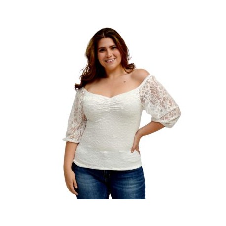 Blusa escotada de encaje fino BL 1728