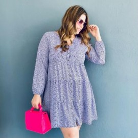 Vestido con botones Tallas extras, 7636 (Lila)