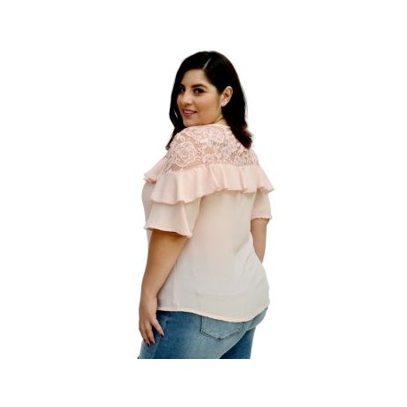 Blusa de chiffon con encaje BL 1627