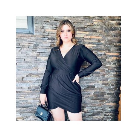 Vestido manga larga Tallas Extras, 4301 (Negro)