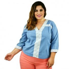 Blusa con encaje de bolilla, modelo JOS504