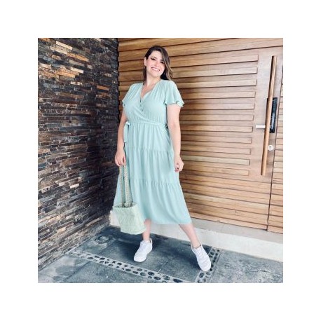 Vestido fresco con forro en talla extra, modelo 1951 (Pistache)