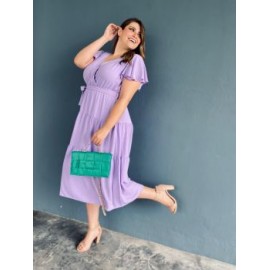 Vestido fresco con forro en talla extra, modelo 1951 (Lila)