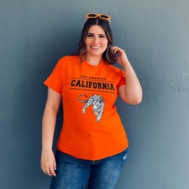 Playera Roman Fashion /Tallas Extras, 9001-45 California (Naranja)