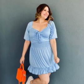 Vestido con realce de silueta (talla extra), modelo 4279 (Azul)