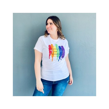 Playera Roman Fashion /Tallas Extras, 9001-51 LOVE WINS (Blanco)
