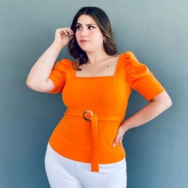 Blusa escote cuadrado Roman Fashion /Tallas Extras 1823 (Naranja)