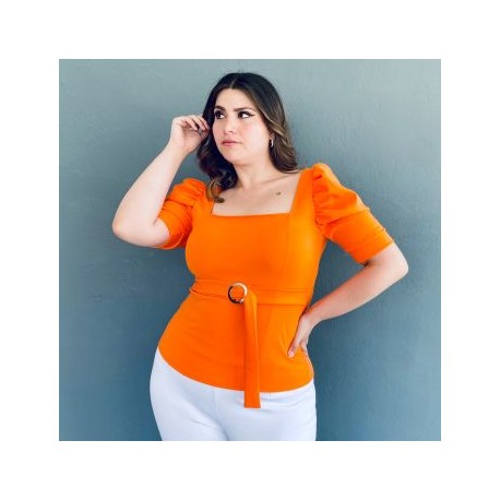 Blusa escote cuadrado Roman Fashion /Tallas Extras 1823 (Naranja)