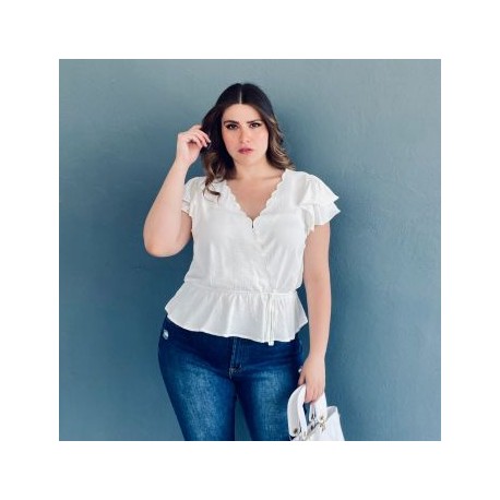 Blusa manga mariposa Roman Fashion /Tallas Extras, 91597 (Blanco)