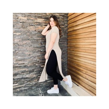 Maxi-blusa con aberturas Tallas extras, 8701 (Café)