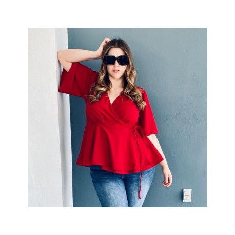 Blusa con vuelo tallas extras, 1790 (Rojo)