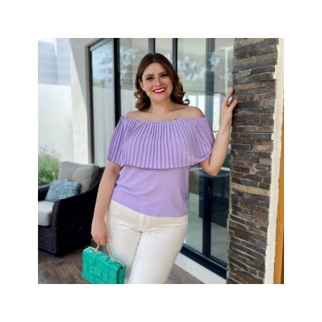 Blusa capa plisada (talla extra), modelo 0440 (Lila)