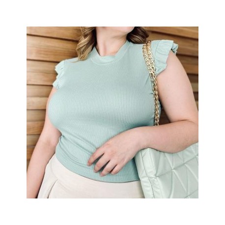 Top de canalé talla extra, modelo 3775 (Pistache)