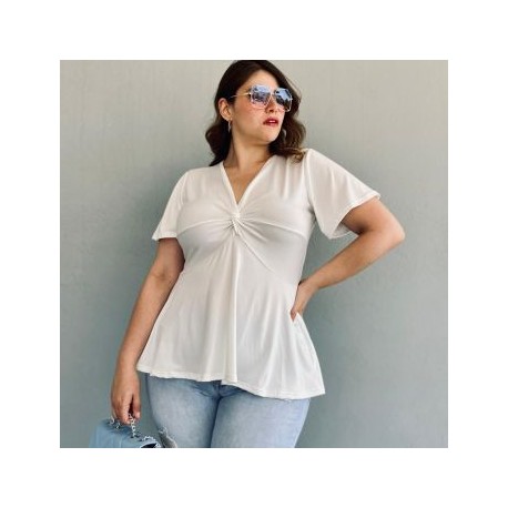 Blusa corte A talla extra, modelo 1710 (Blanco)