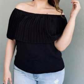 Blusa capa plisada (talla extra), modelo 0440 (negro)