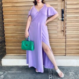 Maxi-vestido strech talla extra, modelo 4098 (Lila)