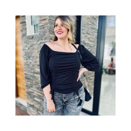 Crop top talla extra, modelo 1741 (Negro)