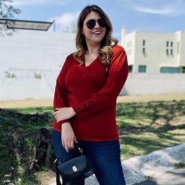 Blusa casual acanalada, modelo 1744