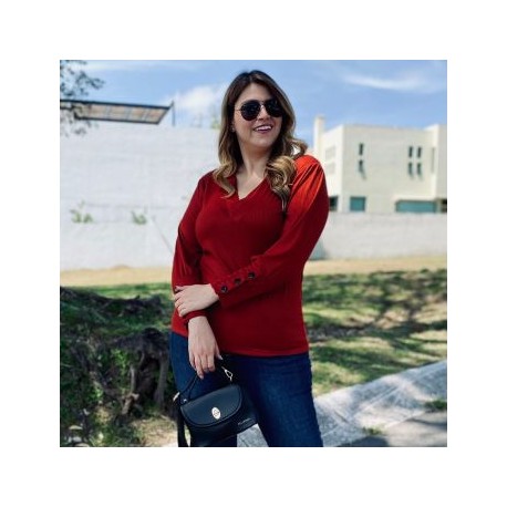 Blusa casual acanalada, modelo 1744