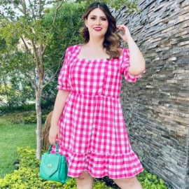 Vestido con manga bombacha (talla extra), modelo 4272 (Fiusha)