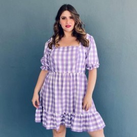 Vestido con manga bombacha (talla extra), modelo 4272 (Lila)