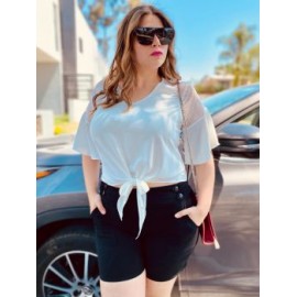 Blusa de chifon con moño BL-YIM-1813- BLANCO