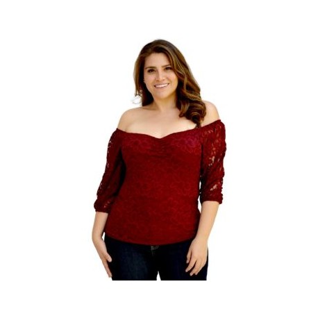 Blusa escotada de encaje fino BL 1728