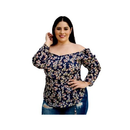 Blusa Off-Shoulder con ligero brillo y cinto incluido  BL-ST- 7017