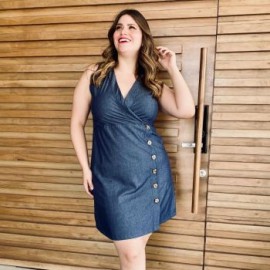 Vestido de mezclilla sin manga (talla extra), modelo 7187 (Dark)