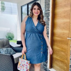 Vestido de mezclilla sin manga (talla extra), modelo 7187 (Light)