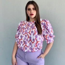 Blusa sublimada en talla extra, modelo 1147 (Lila)