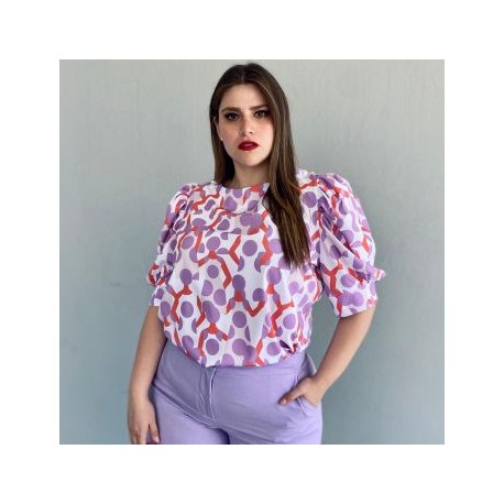 Blusa sublimada en talla extra, modelo 1147 (Lila)