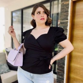 Blusa peplum Roman Fashion /Tallas Extras 0412 (Negro)