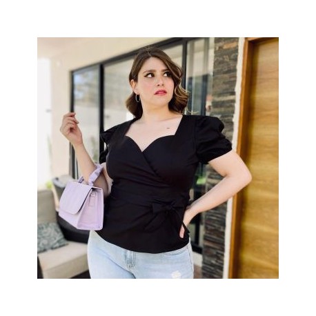 Blusa peplum Roman Fashion /Tallas Extras 0412 (Negro)