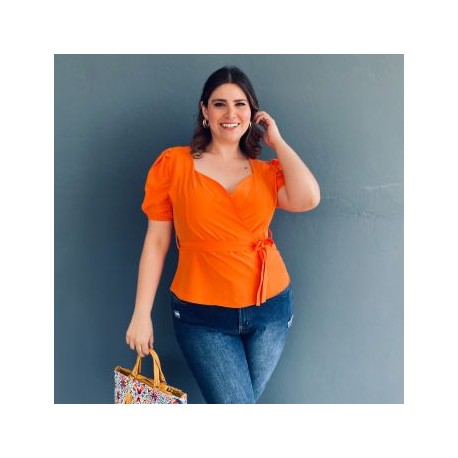 Blusa peplum Roman Fashion /Tallas Extras 0412 (Naranja)