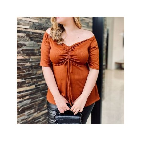 Blusa de talla extra escote ajustable, modelo BL 1711 (Olivo)