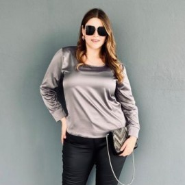Blusa de satin Roman Fashion - Tallas Extras 2130 (Gris)