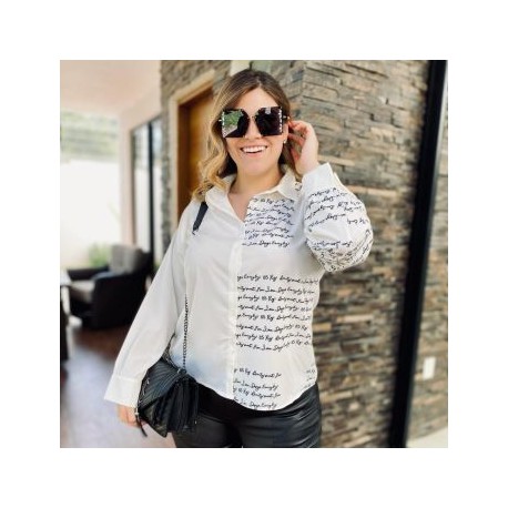 Camisa Letters Tallas Extras, 741 (Blanco)