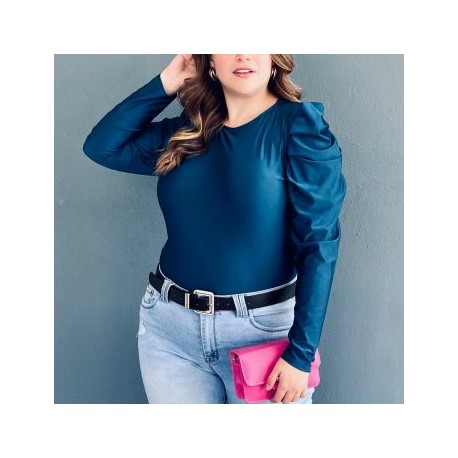 Blusa de manga farol Roman Fashion Tallas Extras, 1800 (Azul Petroleo)