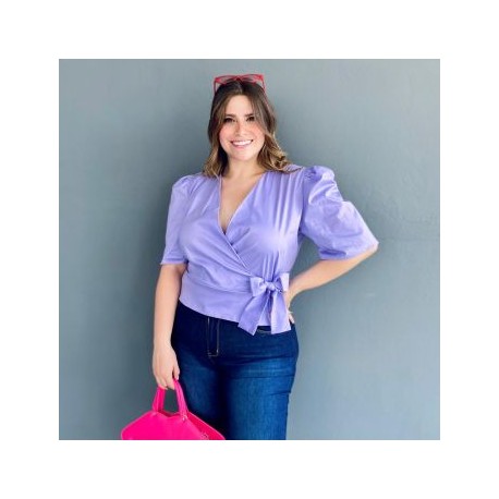 Blusa con moño talla extra, modelo 0914 (Lila)