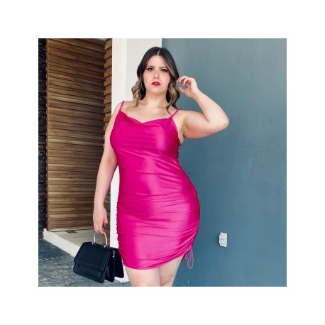 Vestido midi ajustable talla extra, modelo 0509 (Fiusha)