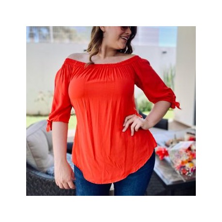 Blusa campesina talla extra, modelo 1608 (Naranja)