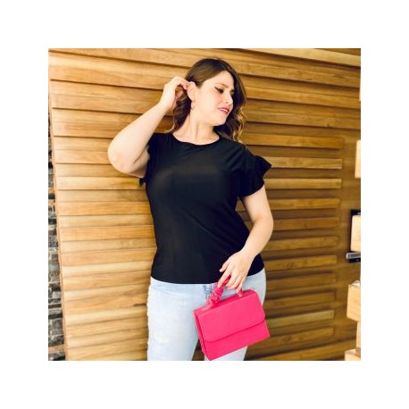 Blusa satinada talla extra, modelo 1777 (Negro)