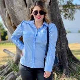 Camisa talla extra con manga bombacha, modelo 3217 (azul)