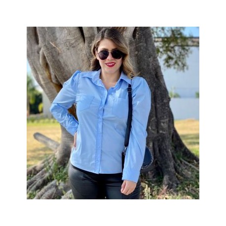 Camisa talla extra con manga bombacha, modelo 3217 (azul)